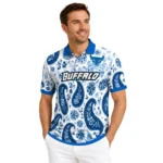 Buffalo Bulls Polo Shirt Personalized Paisley Florals Royal Blue White Best Selling