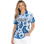 Buffalo Bulls Polo Shirt Personalized Paisley Florals Royal Blue White Best Selling