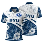 Byu Cougars Polo Shirt Customized Floral Angles Blue White Best Selling