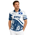 Byu Cougars Polo Shirt Customized Floral Angles Blue White Best Selling