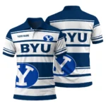 Byu Cougars Polo Shirt Customized Horizontal Blocks Blue Best Selling