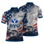 Byu Cougars Polo Shirt Customized Star Brushstrokes Blue Best Selling