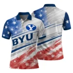 Byu Cougars Polo Shirt Customized Star Stripes Red Blue Best Selling