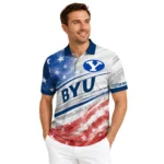 Byu Cougars Polo Shirt Customized Star Stripes Red Blue Best Selling