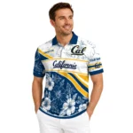 California Golden Bears Polo Shirt Personalized Floral Angles Blue White Best Selling