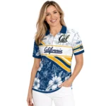 California Golden Bears Polo Shirt Personalized Floral Angles Blue White Best Selling
