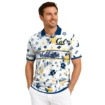 California Golden Bears Polo Shirt Personalized Floral Pinstripe Blue White Best Selling