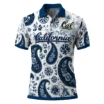 California Golden Bears Polo Shirt Personalized Paisley Florals Blue White Best Selling