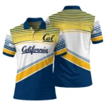 California Golden Bears Polo Shirt Personalized Slanted Stripes Blue White Best Selling