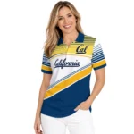 California Golden Bears Polo Shirt Personalized Slanted Stripes Blue White Best Selling