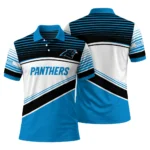 Carolina Panthers Polo Shirt Custom Slanted Stripes Blue White Best Selling