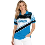 Carolina Panthers Polo Shirt Custom Slanted Stripes Blue White Best Selling