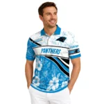 Carolina Panthers Polo Shirt Customized Floral Angles Blue White Best Selling