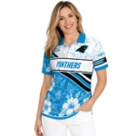 Carolina Panthers Polo Shirt Customized Floral Angles Blue White Best Selling