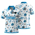 Carolina Panthers Polo Shirt Customized Floral Pinstripe Blue White Best Selling