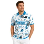 Carolina Panthers Polo Shirt Customized Floral Pinstripe Blue White Best Selling