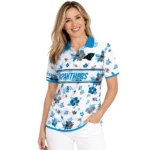 Carolina Panthers Polo Shirt Customized Floral Pinstripe Blue White Best Selling