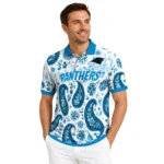 Carolina Panthers Polo Shirt Personalized Paisley Florals Blue White Best Selling