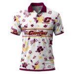 Central Michigan Chippewas Polo Shirt Custom Floral Pinstripe Maroon White Best Selling