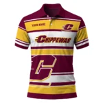 Central Michigan Chippewas Polo Shirt Custom Horizontal Blocks Maroon Best Selling