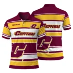 Central Michigan Chippewas Polo Shirt Custom Horizontal Blocks Maroon Best Selling