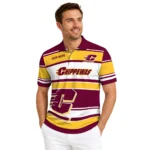 Central Michigan Chippewas Polo Shirt Custom Horizontal Blocks Maroon Best Selling
