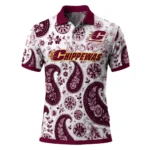 Central Michigan Chippewas Polo Shirt Custom Paisley Florals Maroon White Best Selling