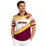 Central Michigan Chippewas Polo Shirt Custom Slanted Stripes Maroon White Best Selling