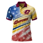 Central Michigan Chippewas Polo Shirt Custom Star Stripes Red Blue Best Selling