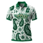 Charlotte 49ers Polo Shirt Custom Paisley Florals Green White Best Selling