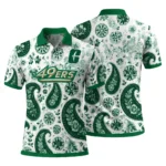 Charlotte 49ers Polo Shirt Custom Paisley Florals Green White Best Selling