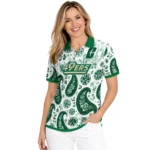 Charlotte 49ers Polo Shirt Custom Paisley Florals Green White Best Selling