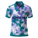 Charlotte Hornets Polo Shirt - Personalized Pixel Camo Teal