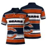 Chicago Bears Polo Shirt Custom Horizontal Blocks Blue Best Selling