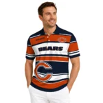 Chicago Bears Polo Shirt Custom Horizontal Blocks Blue Best Selling
