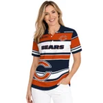 Chicago Bears Polo Shirt Custom Horizontal Blocks Blue Best Selling