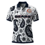 Chicago Bears Polo Shirt Custom Paisley Florals Blue White Best Selling
