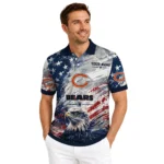 Chicago Bears Polo Shirt Custom Star Brushstrokes Blue Best Selling