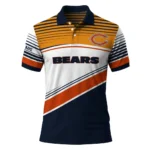 Chicago Bears Polo Shirt Customized Slanted Stripes Blue White Best Selling