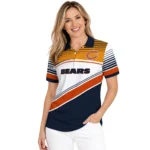 Chicago Bears Polo Shirt Customized Slanted Stripes Blue White Best Selling