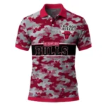 Chicago Bulls Polo Shirt - Custom Camo Band Red