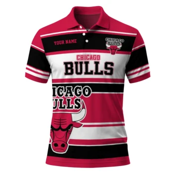 Chicago Bulls Polo Shirt - Custom Horizontal Blocks Red
