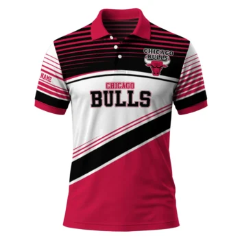 Chicago Bulls Polo Shirt - Custom Slanted Stripes Red White