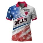 Chicago Bulls Polo Shirt - Custom Star Stripes Red Blue