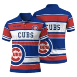 Chicago Cubs Polo Shirt Custom Horizontal Blocks Blue Best Selling