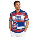Chicago Cubs Polo Shirt Custom Horizontal Blocks Blue Best Selling
