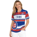 Chicago Cubs Polo Shirt Custom Horizontal Blocks Blue Best Selling