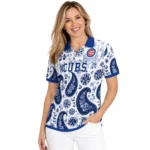 Chicago Cubs Polo Shirt Custom Paisley Florals Blue White Best Selling