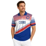 Chicago Cubs Polo Shirt Custom Slanted Stripes Blue White Best Selling