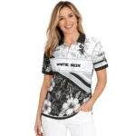 Chicago White Sox Polo Shirt Customized Floral Angles Black White Best Selling